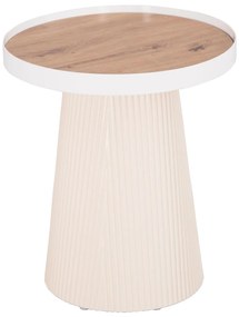 ΤΡΑΠΕΖΑΚΙ ΒΟΗΘΗΤΙΚΟ DENTON MDF TOP ΦΥΣΙΚΟ ΞΥΛΟΥ-ΒΑΣΗ ΛΕΥΚΗ Φ45x51,5Υεκ.