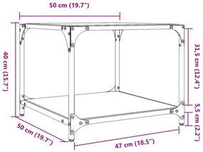 Τραπεζάκια Σαλονιού Επιφάνεια Διαφανές Γυαλί 50x50x40 εκ Ατσάλι - Διαφανές