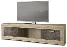 Έπιπλο τηλεόρασης μελαμίνης Desmond Megapap χρώμα γκρι oak - dark atelier 185x40x48εκ. - Μελαμίνη - GP035-0009,2