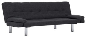 Καναπές - Κρεβάτι με Δύο Μαξιλάρια Σκούρο Γκρι από Πολυεστέρα - Γκρι