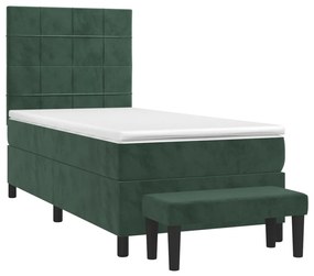 Κρεβάτι Boxspring με Στρώμα Σκούρο Πράσινο 100x200εκ. Βελούδινο 3137830