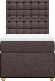 vidaXL Κρεβάτι Boxspring με Στρώμα Σκούρο Καφέ 90x200 εκ. Υφασμάτινο