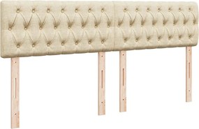 vidaXL Κρεβάτι Boxspring με Στρώμα Κρεμ 200x200 εκ. Υφασμάτινο