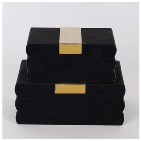 Διακοσμητικά Κουτιά Μαύρο Σετ 2τμχ 25x15x10 20x12x8cm 752-17082 Estheti-752-17082-Μαύρο 752-17082