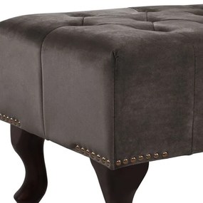 ΤΑΜΠΟΥΡΕ T.CHESTERFIELD EMMA HM226.10 ΓΚΡΙ ΒΕΛΟΥΔΟ-ΠΟΔΙΑ ΣΕ ΣΚΟΥΡΟ ΚΑΦΕ 78x46x40Yεκ