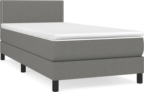 vidaXL Κρεβάτι Boxspring με Στρώμα Σκούρο Γκρι 90x200 εκ. Υφασμάτινο