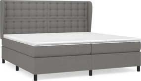 vidaXL Κρεβάτι Boxspring με Στρώμα Σκούρο Γκρι 200x200 εκ. Υφασμάτινο