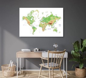 Εικόνα στον κλασικό παγκόσμιο χάρτη από φελλό με λευκό φόντο - 120x80  peg