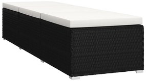 vidaXL Ξαπλώστρα Λευκό Κρεμ από Συνθετ. Ρατάν με Μαξιλάρι &amp; Τραπεζάκι