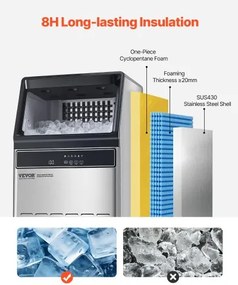 VEVOR Commercial Ice Maker Freestanding Cabinet Machine 110lbs/24H 50 Ice Cubes