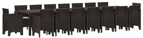 vidaXL Σέτ φαγητού για κήπο 17 pcs Καφέ Rattan Polt