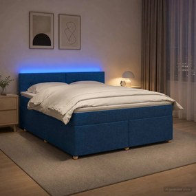 vidaXL Κρεβάτι box spring με στρώμα Μπλε 180 x 200 cm Ύφασμα