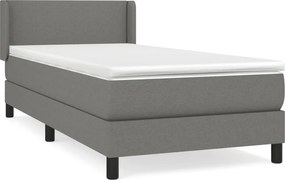 vidaXL Κρεβάτι Boxspring με Στρώμα Σκούρο Γκρι 100x200 εκ. Υφασμάτινο