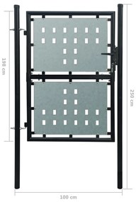 vidaXL Πόρτα Περίφραξης Μονή Μαύρη 100 x 250 εκ.