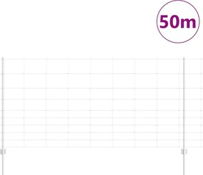 vidaXL Εξωτερική άγρια περίφραξη με στήλες 50 x 1,2 m Ασημί Δίχτυ