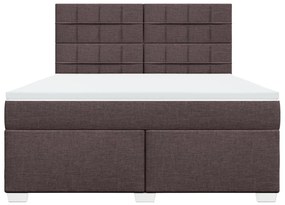 vidaXL Κρεβάτι Boxspring με Στρώμα Σκούρο Καφέ 180x200 εκ Υφασμάτινο