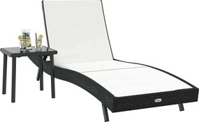 vidaXL Ξαπλώστρα 2 pcs Μαύρο και Λευκό συνθετικό ρατάν