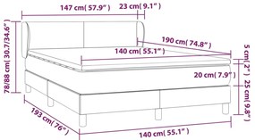 vidaXL Κρεβάτι Boxspring με Στρώμα Σκούρο Καφέ 140x190 εκ. Υφασμάτινο