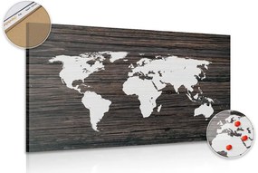 Εικόνα στον παγκόσμιο χάρτη φελλού σε ξύλο - 120x80  peg