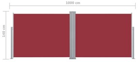 Σκίαστρο Πλαϊνό Συρόμενο Κόκκινο 140 x 1000 εκ. - Κόκκινο