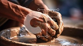 Intra Συλλεκτικό Ξύλινο Παζλ Plywood 4mm - Pottery Craft: Shaping Clay by Hand Σε Ξύλινο Κουτί - Διαστάσεις Puzzle: 10x10 cm – 25 κομμάτια