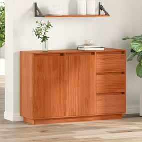 vidaXL Πλαϊνό γραφείο Καφέ 111 x 34 x 75 εκ. Μασίφ ξύλο πεύκου