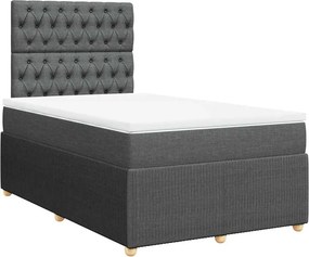 vidaXL Κρεβάτι Boxspring με Στρώμα Σκούρο Γκρι 120x190 εκ Υφασμάτινο
