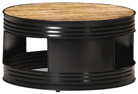 Τραπέζι Σαλονιού Μαύρο 68x68x36 εκ. Μασίφ Ακατέργ. Ξύλο Μάνγκο - Μαύρο