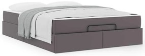vidaXL Σκελετός κρεβατιού με στρώμα Γκρι 160 x 200 cm Τεχνητό δέρμα