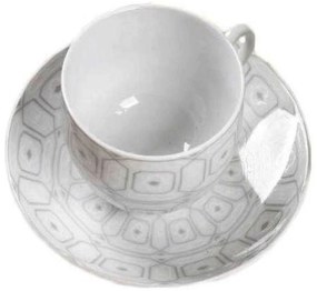 Φλυτζάνι Τσαγιού Με Πιατάκι Ovvio 25.627.16 250ml White-Grey Cryspo Trio Πορσελάνη