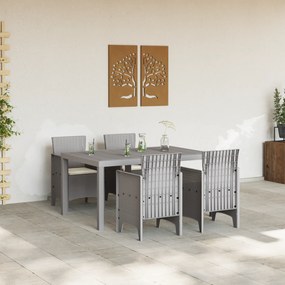vidaXL Σετ Τραπεζαρίας Κήπου 5 Τεμαχίων με Μαξιλάρια Ανοιχτού Γκρι Πολυ Rattan