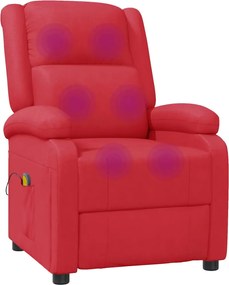 vidaXL Πολυθρόνα Μασάζ Ανακλινόμενη Κόκκινη Συνθετικό Δέρμα