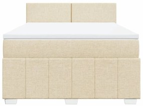 vidaXL Κρεβάτι Boxspring με Στρώμα Κρεμ 140x190 εκ. Υφασμάτινο