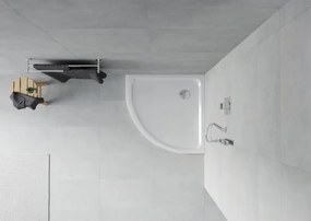 Mexen Flat ντουζιέρα ημικυκλική slim 80 x 80 cm, λευκό, σιφόνι χρώμιο - 41108080