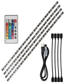 USB TV Strip Light Ταινία LED Τροφοδοσίας USB (5V) RGB Μήκους 4x50cm και 60 LED ανά Μέτρο με Τηλεχειριστήριο Τύπου SMD5050