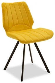 Καρέκλα Sabia pakoworld βελούδο κίτρινο-μαύρο πόδι Model: 058-000012