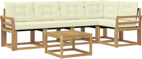 vidaXL Σειρά Καναπέ Εξωτερικού με μαξιλάρι 6 pcs Λευκό και Κρεμ