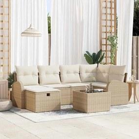 vidaXL Σετ Καναπέ Κήπου 7 pcs μπεζ και κρεμ 234 x 124 x 85 εκ