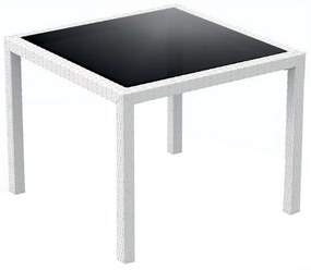Τραπέζι BALI Λευκό PP/Τζάμι 94x94x75cm