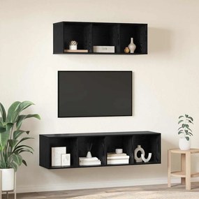 vidaXL Σετ επίπλου τηλεόρασης 2 pcs Μαύρη Οξυά Επεξεργασμένο ξύλο