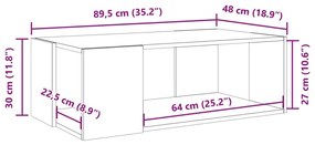 Τραπεζάκι Σαλονιού Καπνιστή Δρυς 89,5x48x30 εκ. Επεξεργ. Ξύλο - Καφέ