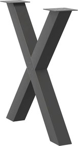 vidaXL Πόδια Τραπεζαρίας σε Σχήμα Χ 2 τεμ. Ανθρακί 70x(72-73) εκ. Ατσάλι