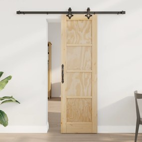 vidaXL Συρόμενη Πόρτα  με Σετ Εξαρτημάτων 61x198.5 εκ Μασίφ Ξύλο Πεύκου