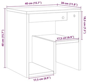 Κομοδίνο Όψη Παλαιού Ξύλου 40 x 30 x 40 εκ. από Επεξ. Ξύλο - Καφέ