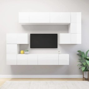 vidaXL Έπιπλα Τηλεόρασης Σετ 10 Τεμαχίων Λευκό από Επεξ. Ξύλο