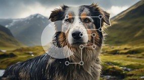 Intra Συλλεκτικό Ξύλινο Παζλ Plywood  4mm - Καφέ και άσπρο σκυλί στο ορεινό πεδίο Σε Ξύλινο Κουτί - Διαστάσεις: 10x10 cm – 25 κομμάτια