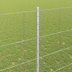 vidaXL Εξωτερική άγρια περίφραξη με στήλες 25 x 1,6 μ Ασημί Δίχτυ