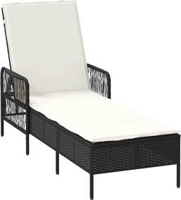 vidaXL Ξαπλώστρα 3 pcs Μαύρο και Κρεμ Λευκό 55 x 200 x 92 εκ.