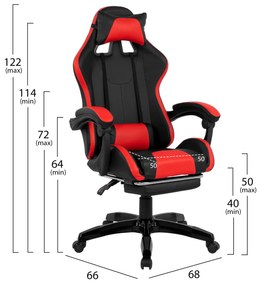 ΠΟΛΥΘΡΟΝΑ GAMING NYLA ΜΕ ΥΠΟΠΟΔΙΟ  ΣΕ ΧΡΩΜΑ ΜΑΥΡΟ-ΚΟΚΚΙΝΟ 68Χ66-100Χ122 ΕΚ