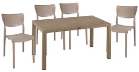 Τραπεζαρία Explore-Ignite pakoworld σετ 5τεμ PP cappuccino 150x90x73,5εκ.